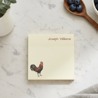 Custom Name with Vintage Rooster Art Sticky Notes