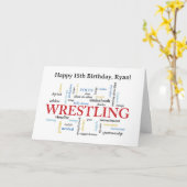 Custom Name Wrestling Birthday Word Cloud Kaart (Gele Bloem)