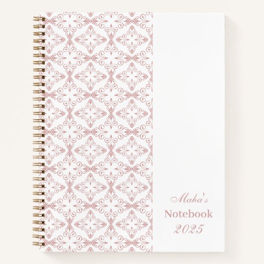 Custom Name & Year Dusty Rose Vector Pattern Notitieboek (Voorkant)