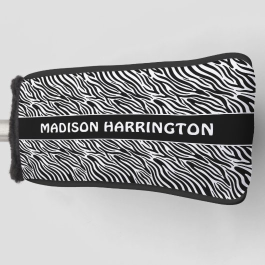 Custom Name Zebra Pattern Golfheadcover (Voorkant)