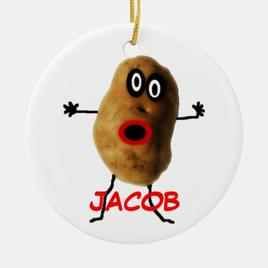 Custom Named Potato Cartoon Keramisch Ornament (Voorkant)