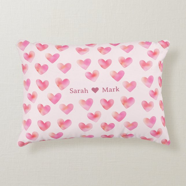 Custom Names Romantic Pink Love Design -  Accent Kussen (Voorkant)