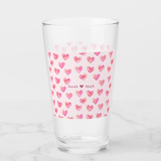 Custom Names Romantic Pink Love Design -  Glas (Voorkant)