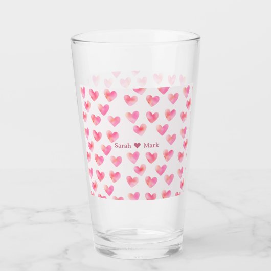 Custom Names Romantic Pink Love Design -  Glas (Voorkant)