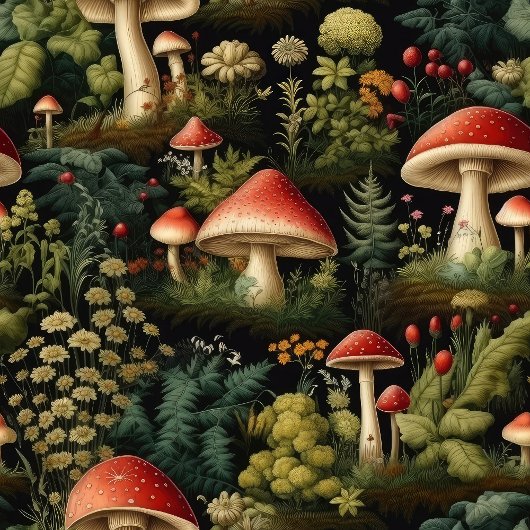 Custom Nature Towel Mushrooms in Terracotta