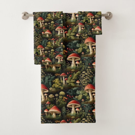 Custom Nature Towel Mushrooms in Terracotta Bad Handdoek (Insitu)