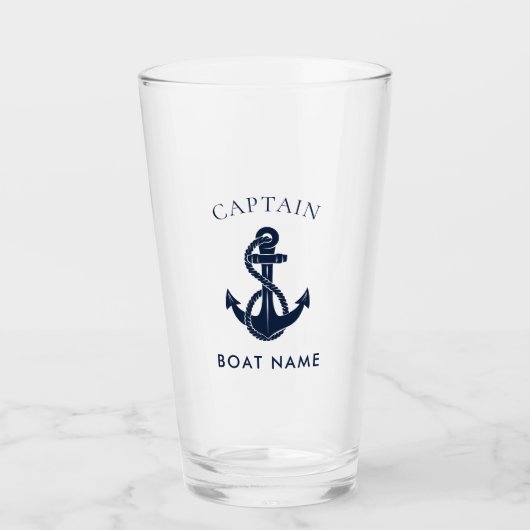 Custom Nautical Captain Name Boat Anchor Glas (Voorkant)