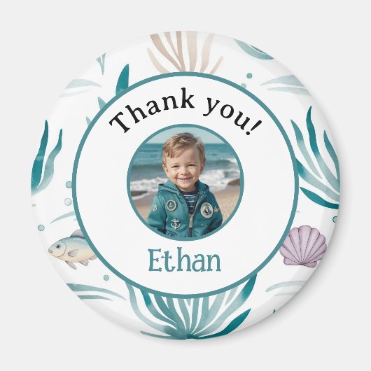 Custom Nautical Ocean Thank You Photo Magneet (Voorkant)