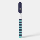 Custom Navy bleu foncé blanc Aqua Turquoise Stripe (Côté gauche)