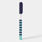 Custom Navy bleu foncé blanc Aqua Turquoise Stripe (Côté droit)