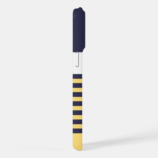 Custom Navy Bleu foncé Bleu Soleil Jaune Rayures (Côté droit)