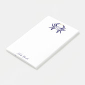 Custom Navy Blue Crab, Coastal Sticky Notes (Schuin)