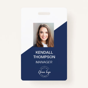 Custom Navy Blue Medewerker Foto Bedrijfsbeveiligi Badge