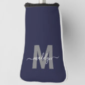 Custom Navy Blue Monogram Golfheadcover (Draai 90)
