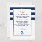 Custom Navy Blue Nautical Party Invitations d'évén (Devant)