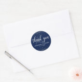 Custom Navy Blue Silver Confetti bruiloft dank u Ronde Sticker (Envelop)