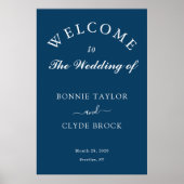 Custom Navy Blue Wedding Welcome Display Poster (Devant)