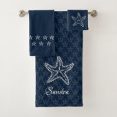 Custom Navy Blue White Chic Beach house Starfish (En situation)
