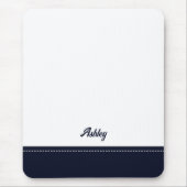 Custom navy blue white personalized preppy stylish muismat (Voorkant)