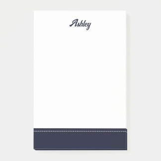 Custom navy blue white personalized preppy stylish post-it® notes