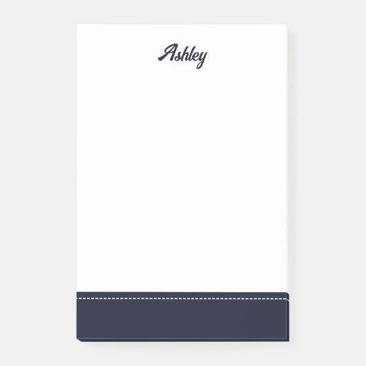 Custom navy blue white personalized preppy stylish post-it® notes (Voorkant)