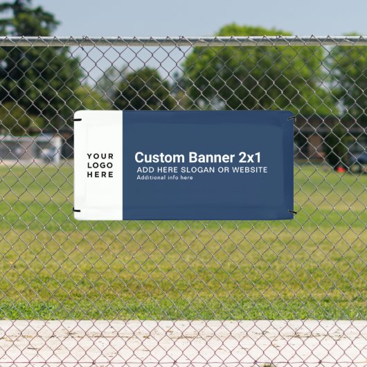 Custom Navy Business Logo Professional 2x1 Spandoek (Insitu)