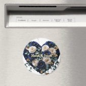 Custom Navy Gold Floral Monogram Round Magnet (In Situ (Lave-vaisselle))