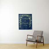 Custom Navy Greenery bruiloft receptie Foto Prop Wandkleed (In situ)