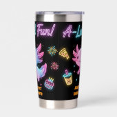 Custom Neon Axolotl A-Lot-l Fun Tumbler Geïsoleerde Drinkbeker (Links)