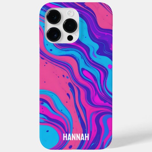 Custom Neon Liquid Paint Flow Magenta Sinaasappel Case-Mate iPhone Case (Achterkant)