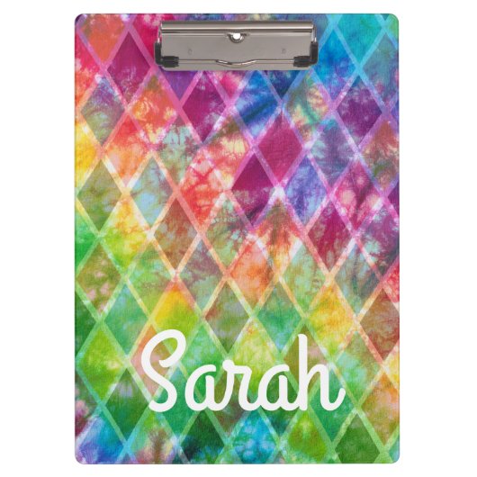 Custom Neon Regenboog stropdas Dye Waterverf Harle Klembord (Voorkant)