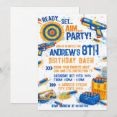 Custom Nerf War Birthday Invitation  (Devant / Derrière)