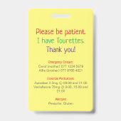 Custom NEUROSPICY learning disability emergency  Badge (Achterkant)