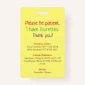 Custom NEUROSPICY learning disability emergency  Badge (Achterkant)