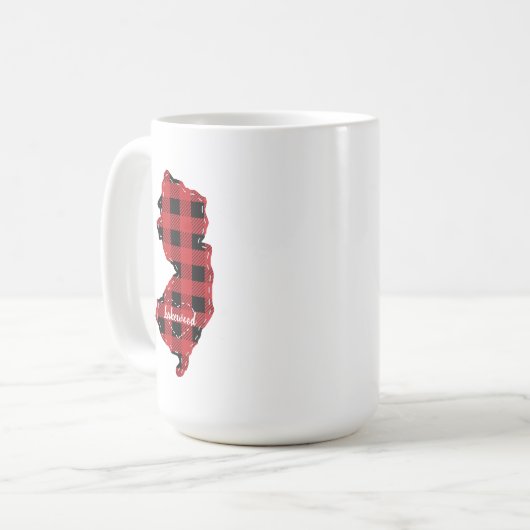 Custom New Jersey State Hometown Plaid Kerstmis Koffiemok (Voorkant links)