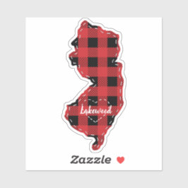 Custom New Jersey State Hometown Plaid Kerstmis Sticker