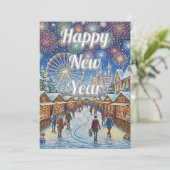 Custom New Year's design with blue sky Feestdagenkaart (Staand voorkant)