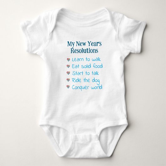 Custom New Year's Resolutions, Boy, Funny    Romper (Voorkant)