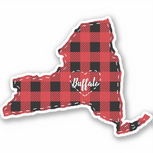 Custom New York State Hometown Plaid Kerstmis Sticker (Voorkant)