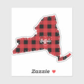 Custom New York State Hometown Plaid Kerstmis Sticker (Vel)