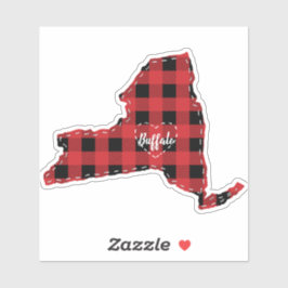 Custom New York State Hometown Plaid Kerstmis Sticker