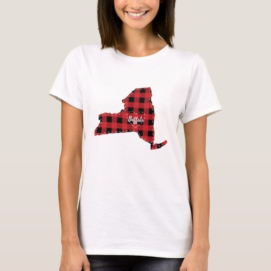 Custom New York State Hometown Plaid Kerstmis T-shirt (Voorkant)