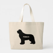 CUSTOM Newfoundland Hondenras Silhouette Grote Tote Bag (Achterkant)