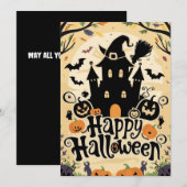 Custom Night Happy Halloween Feestdagenkaart (Voorkant / Achterkant)