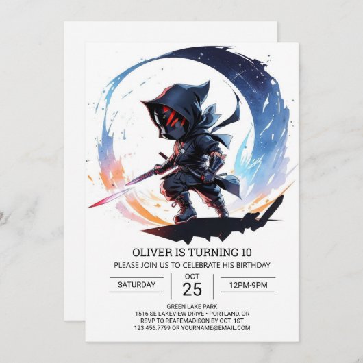 Custom Ninja Martial Arts Kinderen Verjaardag Kaart (Voorkant / Achterkant)