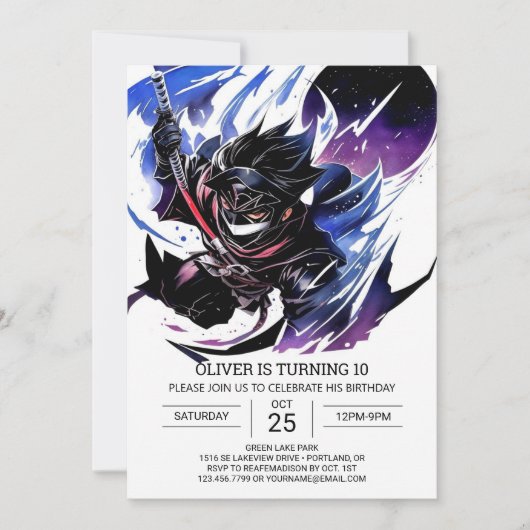 Custom Ninja Sword Kinderen Verjaardag Kaart (Voorkant)