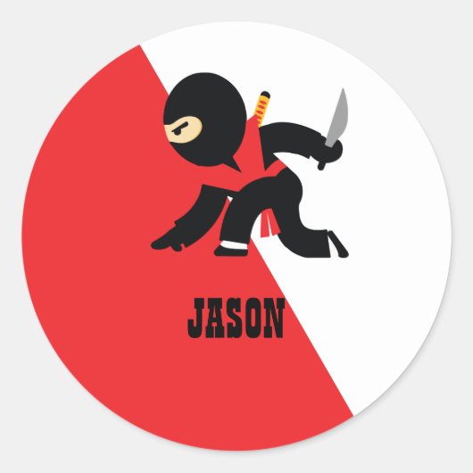 Custom Ninja Verjaardagsfeest Ronde Sticker (Voorkant)