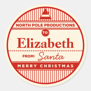 Custom North Pole Productions Kerst sticker