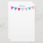 CUSTOM NOTE schattig helder bunting bold blauw roz Briefpapier (Voorkant / Achterkant)