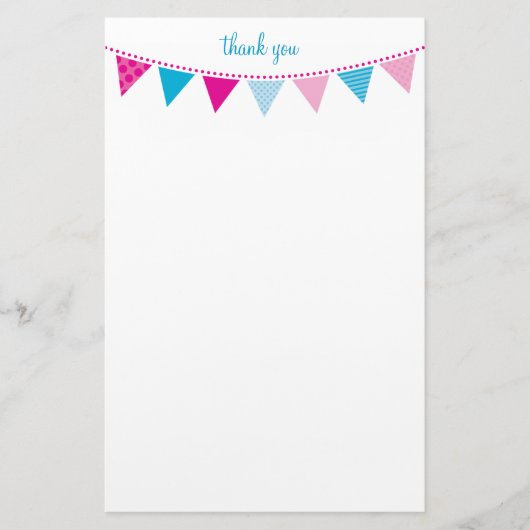 CUSTOM NOTE schattig helder bunting bold blauw roz Briefpapier (Voorkant)